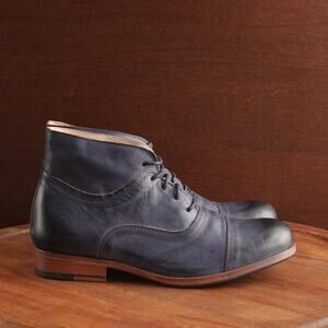 Zeha Berlin Boots Mens SZ EU 40 US 6.5-7 Blue Leather Ankle Lace Up Contemporary